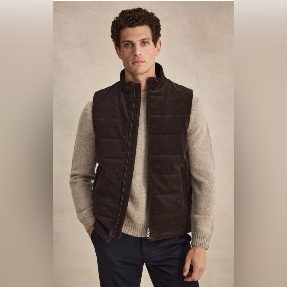 Lands' End Men's Vintage Vest Brown Size 3X Cotton Blend Full Zip Casual Outdoor